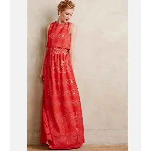 Erin Fetherston Pink Garden Maxi Dress - size 0 - Picture 1 of 5